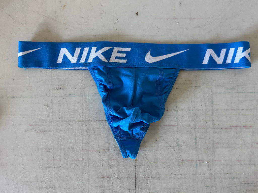 Handmade Men's Thong from Authentic Nike Microfiber Boxer Brief - Blue