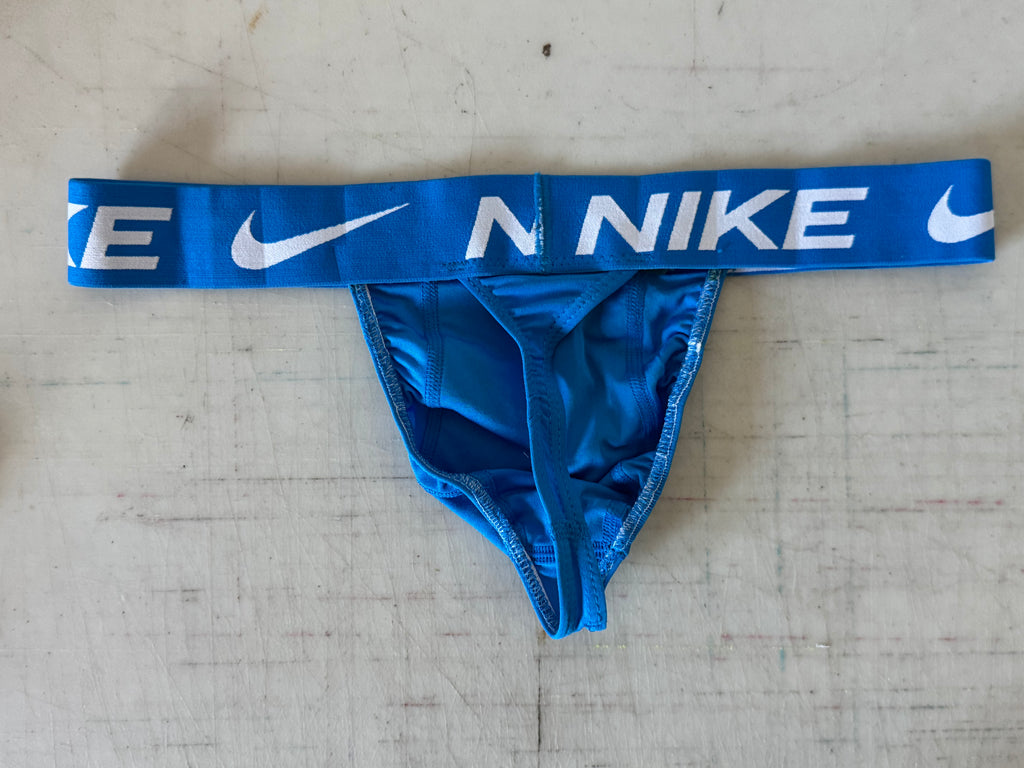 Handmade Men's Thong from Authentic Nike Microfiber Boxer Brief - Blue