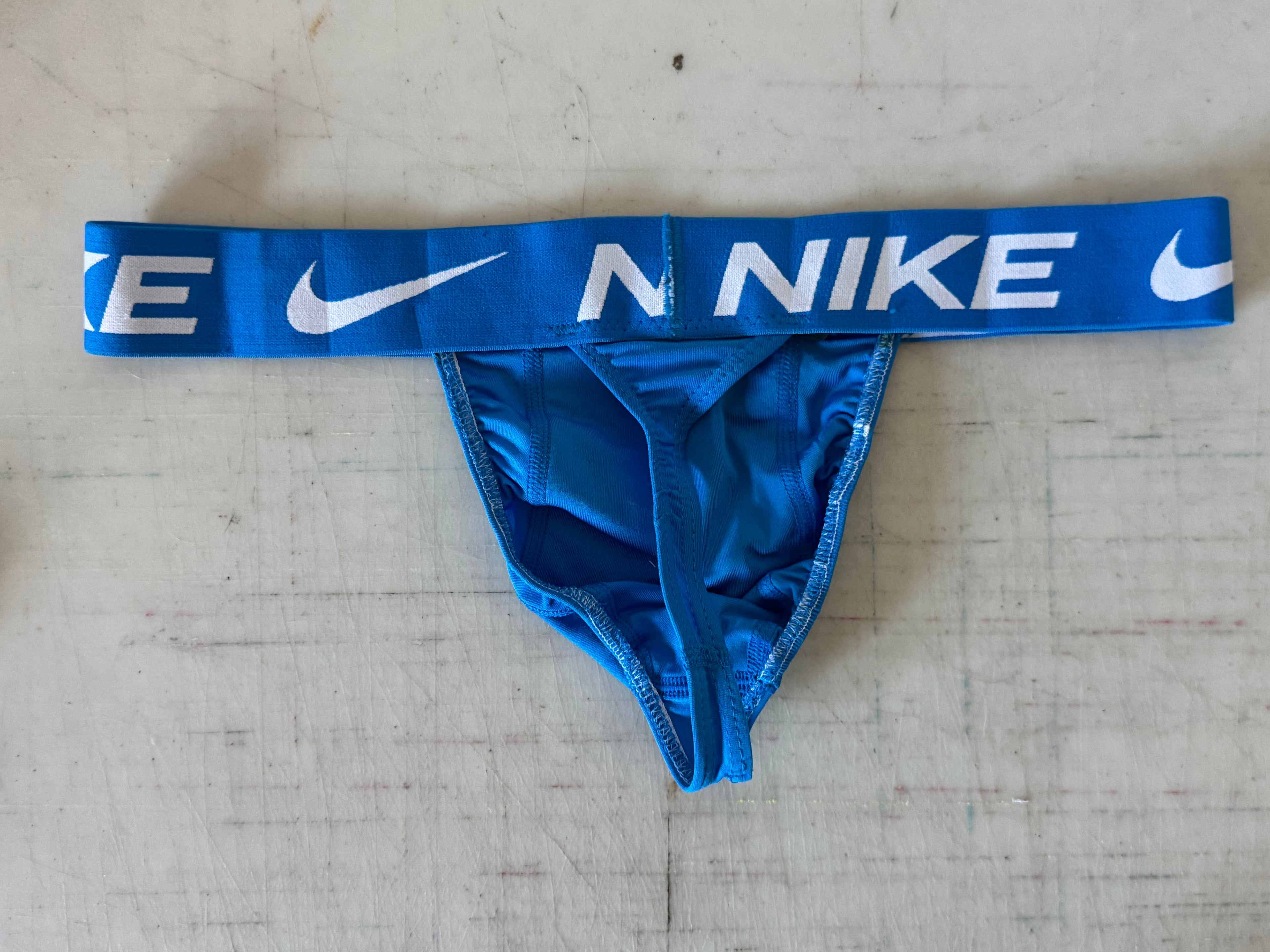 Handmade Men's Thong from Authentic Nike Microfiber Boxer Brief - Blue