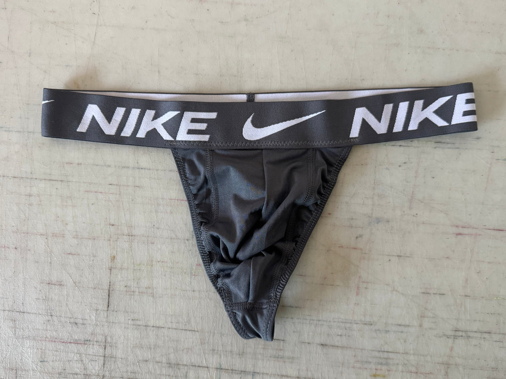 Handmade Men's Thong from Authentic Nike Microfiber Boxer Brief - All Gray