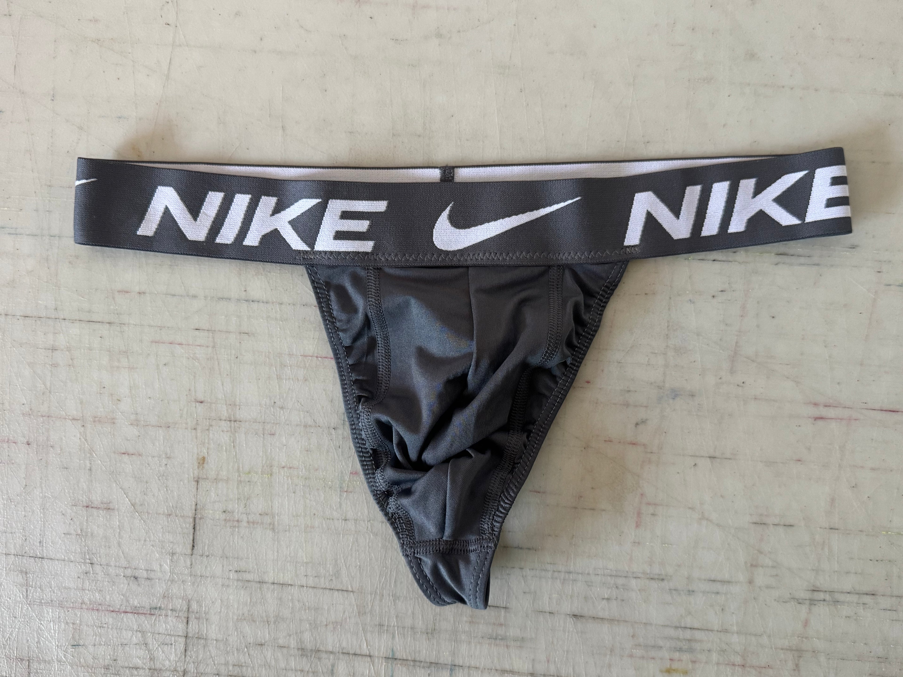 Handmade Men's Thong from Authentic Nike Microfiber Boxer Brief - All Gray