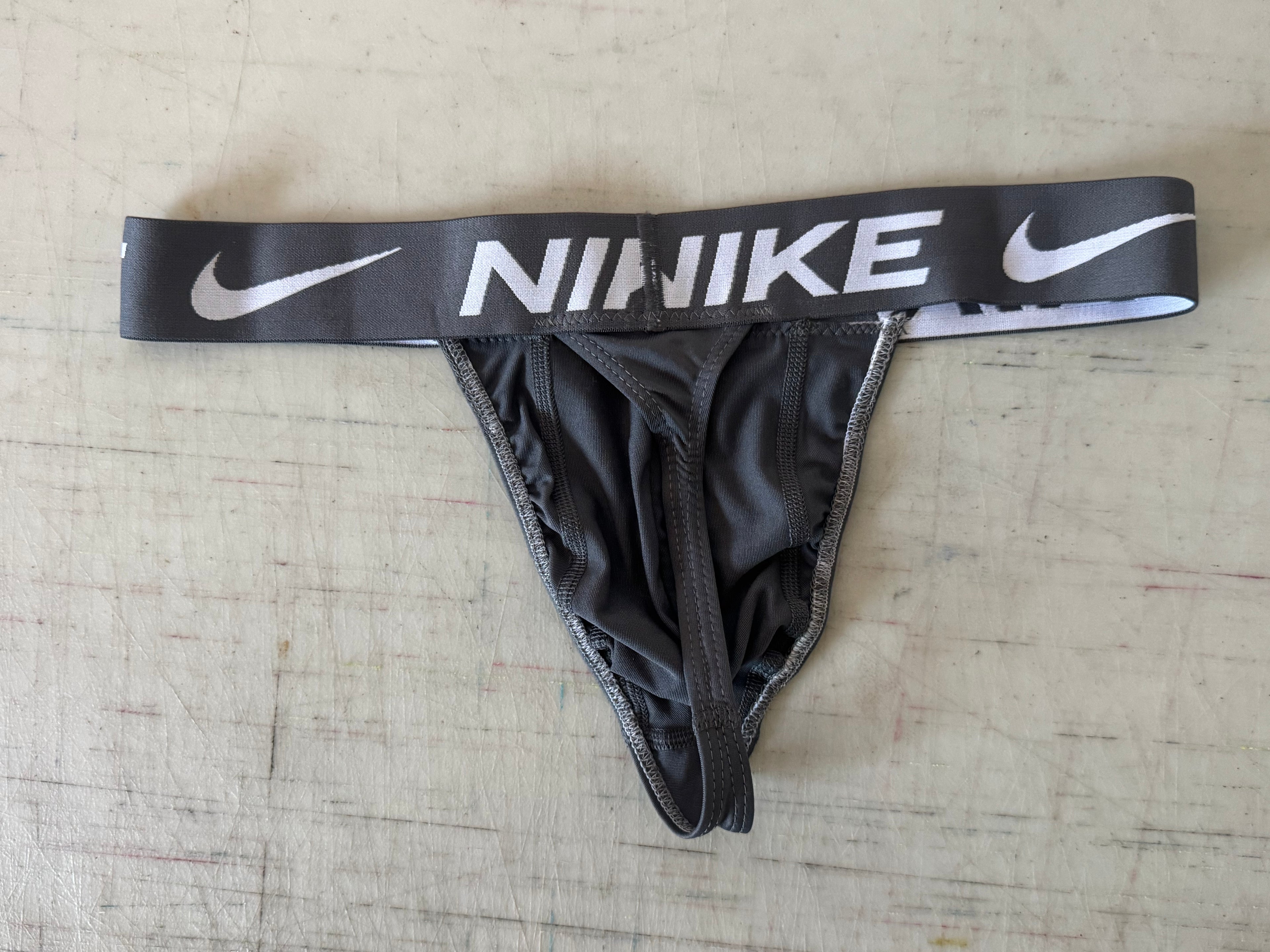 Handmade Men's Thong from Authentic Nike Microfiber Boxer Brief - All Gray