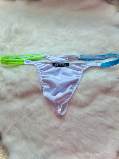 GREEN/BLUE HI-CUT THONG