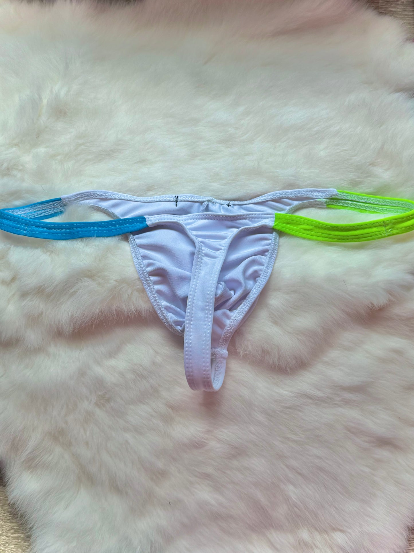 GREEN/BLUE HI-CUT THONG