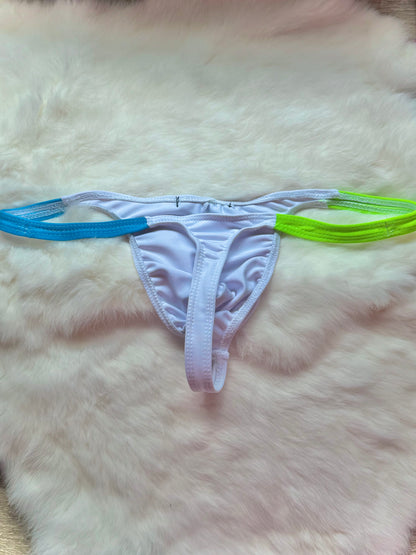 GREEN/BLUE HI-CUT THONG
